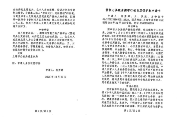 上海訪民長期遭暴力維穩 申請隨身攜刀自衛