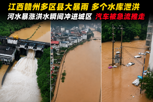 江西贛州暴雨成災 洪水沖入街區 多地水庫洩洪