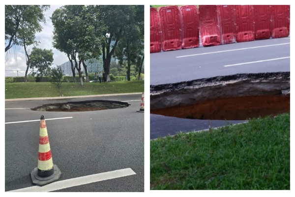 深圳濱海大道發生地陷 附近城際鐵路正施工