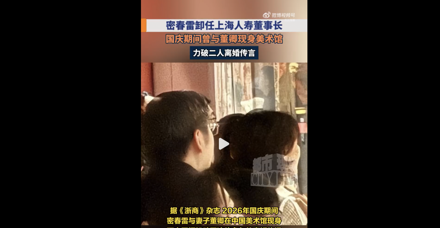 卸任上海人壽董事長後 密春雷與董卿低調現身